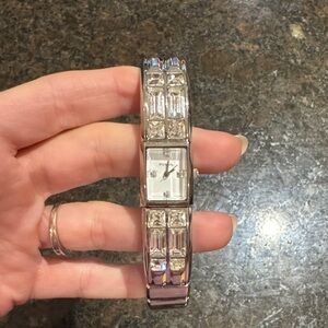 Fossil Silver Crystal-Embellished Bracelet Watch